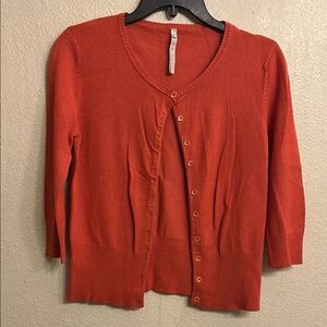 Leo & Nicole Women Pumpkin Spice Orange  3/4 Sleeve Cardigan Size Small